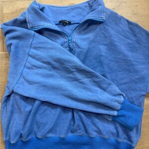 Women's Acid Wash Light Blue Half Zip Sweatshirt